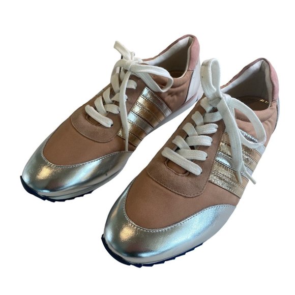 Boden Shoes - New Boden Metallic Stripes Pink Blush Laces Up Trainers Sneakers EU 41 No Box